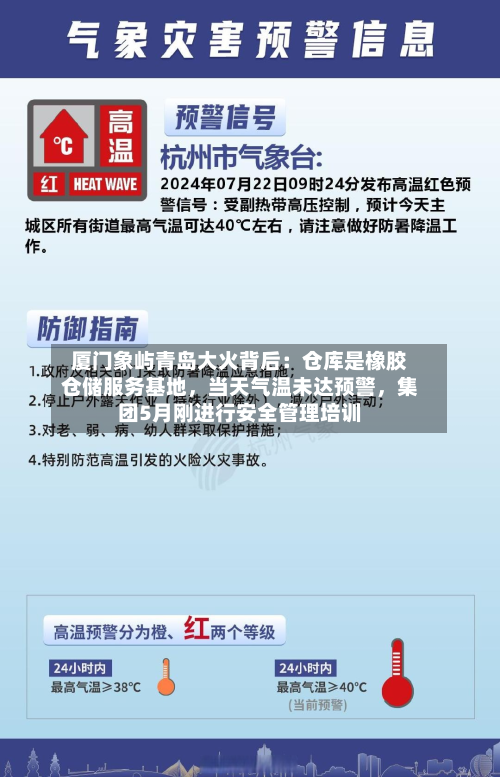 厦门象屿青岛大火背后：仓库是橡胶仓储服务基地，当天气温未达预警，集团5月刚进行安全管理培训-第2张图片
