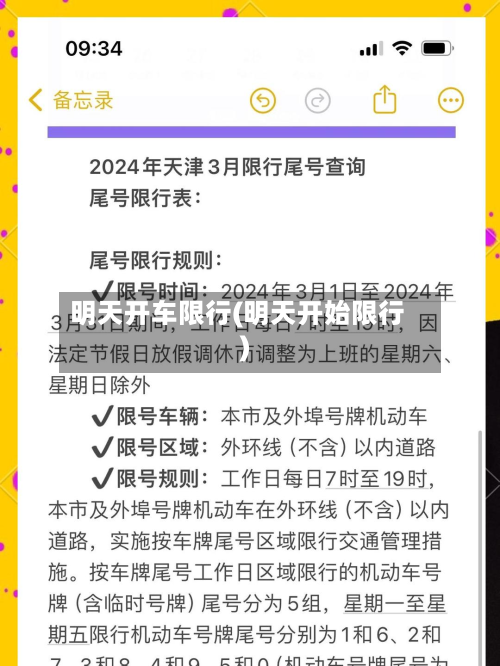 明天开车限行(明天开始限行)