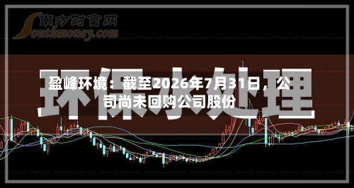 盈峰环境：截至2026年7月31日，公司尚未回购公司股份-第1张图片