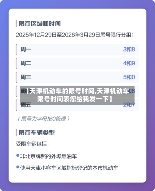 【天津机动车的限号时间,天津机动车限号时间表您给我发一下】