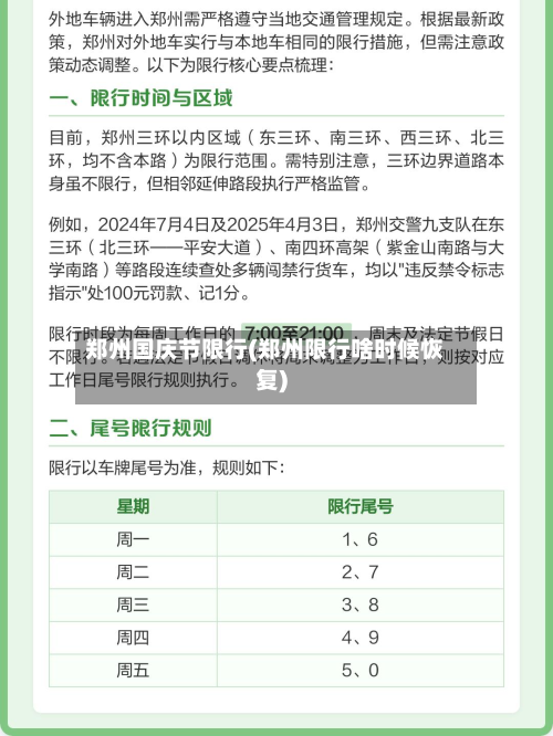 郑州国庆节限行(郑州限行啥时候恢复)