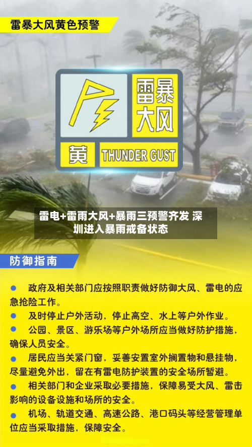 雷电+雷雨大风+暴雨三预警齐发 深圳进入暴雨戒备状态